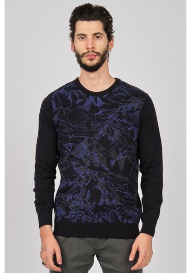 Dio Rise Erkek Desenli Bisiklet Yaka Kazak 650180978 Lacivert Lacivert