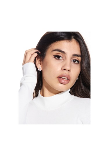 Kaşkorse Yarım Boğaz Body Sweatshirt, Fitilli Kumaş, Likralı, Bordo Beyaz