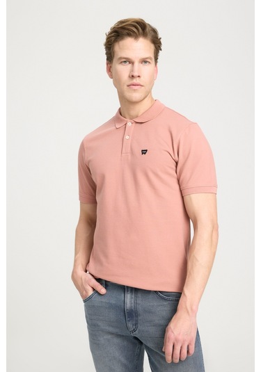 Regular Fit Normal Kesim Polo Yaka %100 Pamuk Gül Kurusu Tişört W7D5K4XX2T532 Pudra