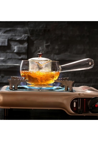 Suntek Demlikli Çaydanlık 450ml Seyahat Ocakları Cam-kulp