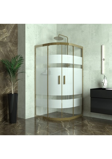 Tekno Duş Bronze Orion 6mm Kumlamalı Cam Oval Duşakabin Yarı Beyaz