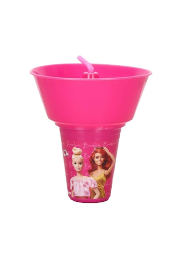 Barbie Yuvarlak Mısır Kovalı Pipetli Bardak