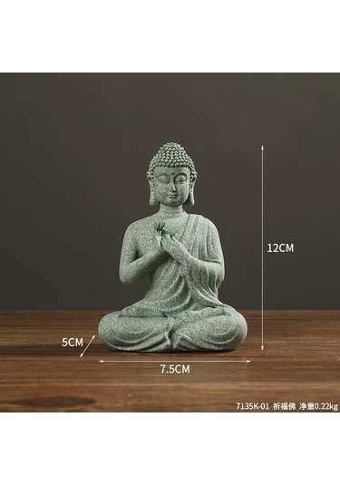 Ruicoo Zen Buda Heykeli - Yeşil Kumtaşı Çay Hayvanı Ve Dekorasyonu