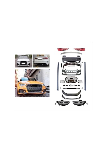 Audi A3 13-16 İçin 2017+ Rs3 Görünüm Facelift Body Kit Sedan Led Farlı Model Uyumlu