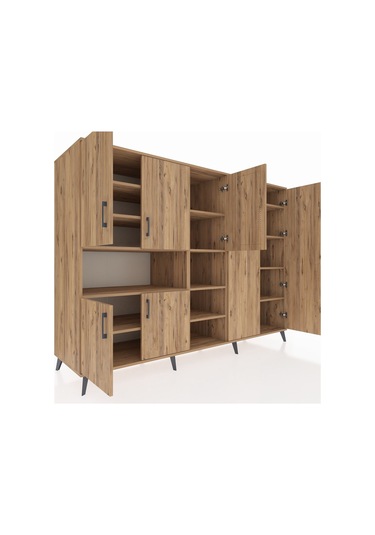 Kronos Dolap 13 Raflı 7 Kapaklı 220x59x163 Çam-çam Çam-çam