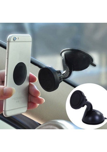 Universal Araç İçi Telefon Tutacağı Vantuzlu Mıknatıslı Tutucu