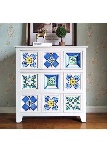 Mufunye Mediterranean Stilleri Pvc Otomatik Yapışkan Duvar Sticker 20x20cm 10 Adet - Ev Dekoru İçin Kolay Uygulama Ve Kaldırma Özelliği