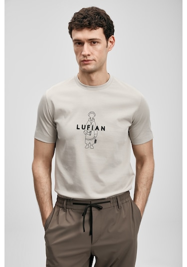 Lufian Sımbad Modern Grafik T- Shirt Taş Taş 111020307100190 Taş