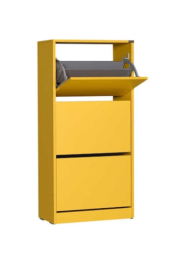 Flat Duo 3 Katlı Ayakkabılık Dolabı - Hardal