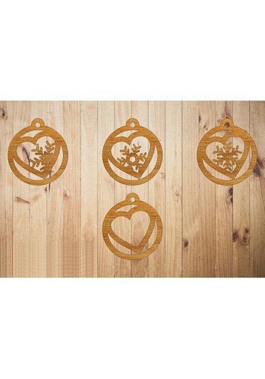 10 Parça Ahşap Yılbaşı Ağacı Süs Setleri Ortalama 6-8 Cm Noel Ağacı Süsü