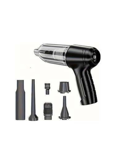 Honeybeeshop Siyah Evde Arabada Kullanilabilen Cok Fonksiyonlu Ucu Bir Arada Kablosuz El Supurgesi Toz Tuy Ceker Ufler