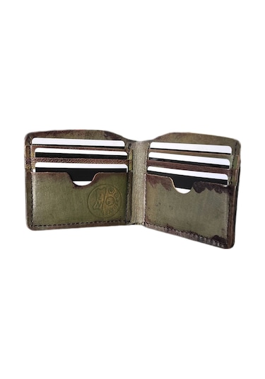 Gerçek Deri El Yapımı Özel Tasarım El Yapımı Klasik Cüzdan Yeşil