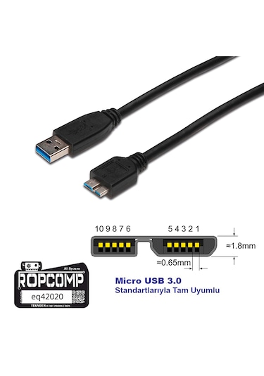 Usb Micro-b Superspeed Data Kablosu Usb 3.0 20cm
