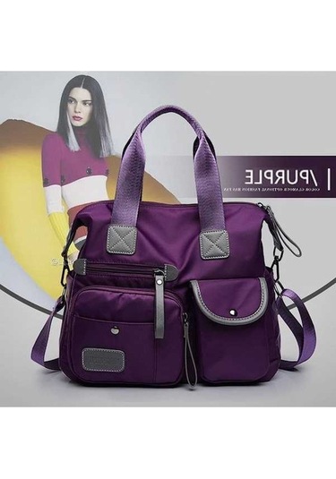 Ganzhoushop Tote Su Seyahat Purple Postacı Omuz Naylon Kapasiteli Kadın Hava Günlük Geçirmez Çapraz Çantaları Çantaları Çantalar Büyük Bayan Açık Wi Mor