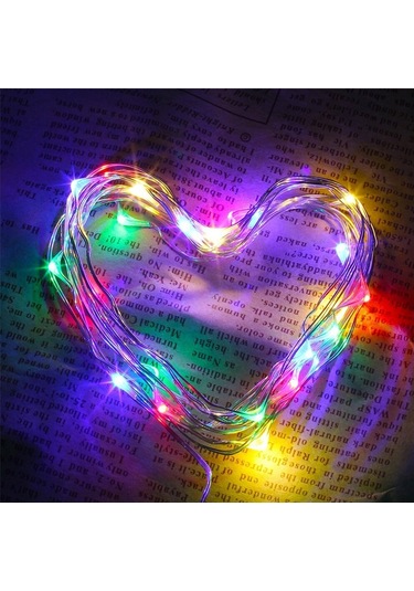 Pilli Renkli Peri Led Işık Saçak 10 Metre Dekoratif Aydınlatma (354600947)