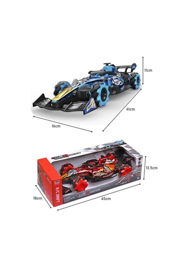Sesli Işıklı Şarjlı 1:10 Büyük Ölçek Kumandalı Duman Atan Full Fonksiyon F1 Araç Rc Oyuncak Araba Mavi Mavi