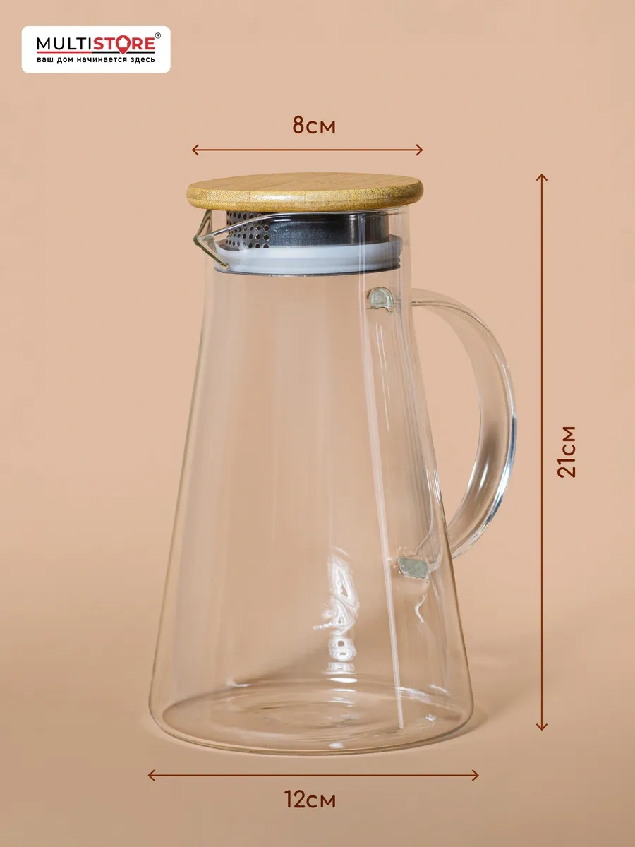 Multıstore 1600 Ml Kapaklı Cam Su Sürahisi 232382851