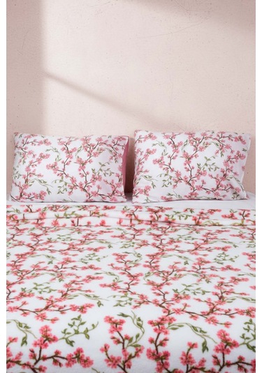 Sakura Çift Kişilik Peluş Battaniye Pembe