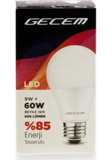 Gecem 10'Lu Kırılmaz Led Ampul 9W