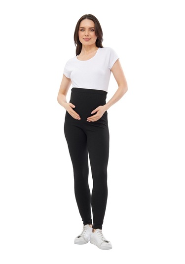 Luvmabelly Myra8140 Toparlayıcı Fitilli Mevsimlik Beli Ayarlanabilir Hamile Tayt-siyah