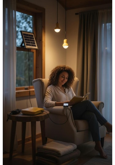 Solar Panelli Kamp, Karavan, Bahçe, Balkon Aydınlatma Seti