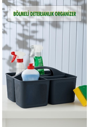 Bölmeli Deterjanlık Organizer Füme Gri