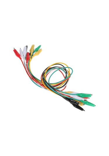 Skycity 20 Adet Renkli Siyah,kırmızı,yeşil,beyaz,sarı 50cm Uzunlukta Test Kablosu, İki Uçlu Alligator Klipsli Tamir Teli
