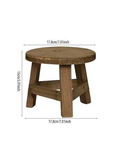 Mini Ahşap Tabure Ekran Standı Yuvarlak Çiçek Raf Bonsai Rafı Çok Fonksiyonlu Bahçe Saksı Yükseltici Tutucu Ev Dekorasyon İçin