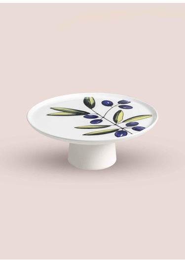 The Mia Olivos Ayaklı Servis Tabağı 10x26 Cm Çok Renkli