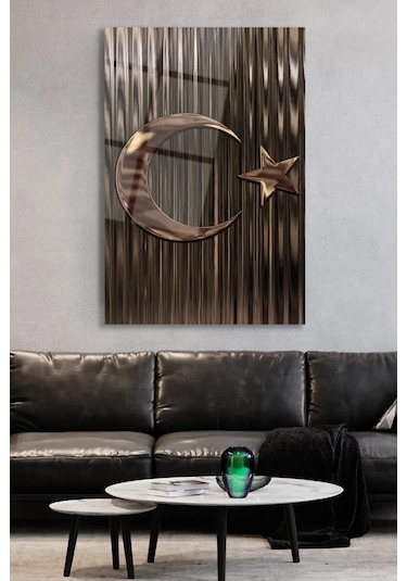 Türk Bayrağı Dikey Cam Tablo Modern Ev Ofis Salon Hediyelik Büyük Tablo Duvar Dekoru Bayrak