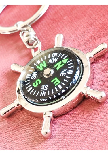 Moncuk Design Çalışır Pusula Metal Anahtarlık