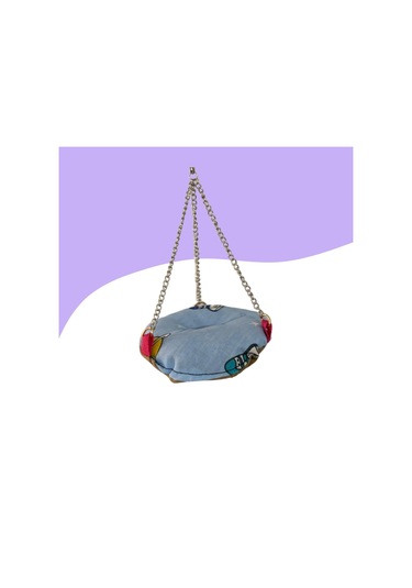 Muhabbet Kuşu Hamak Salıncak 10cm Mavi Desenli