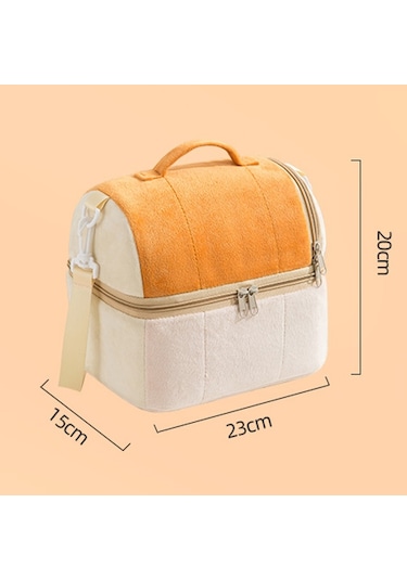 Flanel Tost Çantası Çift Katmanlı İzolasyon Öğle Yemeği Saklama Çantası Omuz Çantası Mor Mor