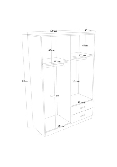 Yaman Mat Beyaz 4 Kapılı 2 Çekmeceli Elbise Dolabı - Gardırop Beyaz
