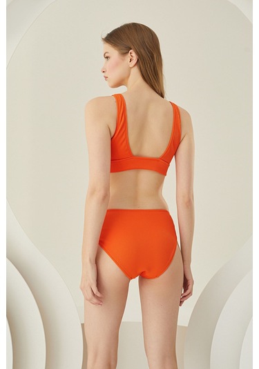 Loya Kadın Turuncu Reps Üçgen Tek Üst Bikini Turuncu
