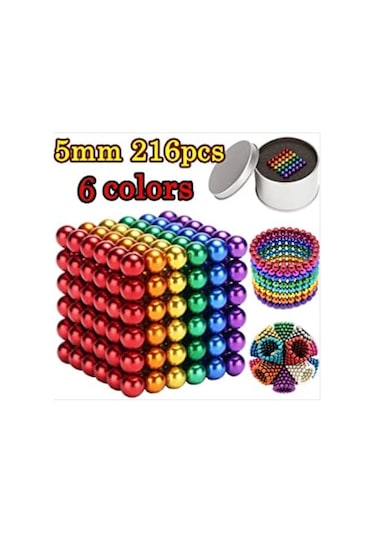 Boncuk Mıknatıs 216 Adet 5 MM Mıknatıslı  Magnet Neo Cube Karışık Mix
