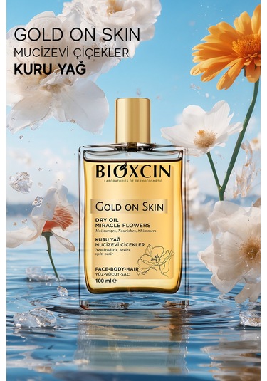 Gold On Skin Kuru Yağ 100 ml Sprey Doğal, Cilt & Saç İçin Besleyici, Nemlendirici Yağ, Monoi Kokulu