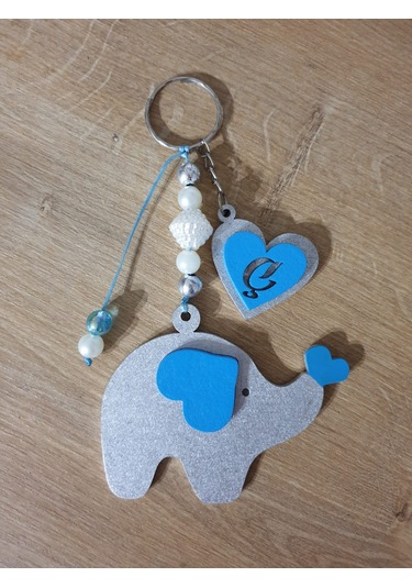 Hdrlazerdizayn Ahşap Fil Ve Kalpli Anahtarlık Bebek Hediyelik