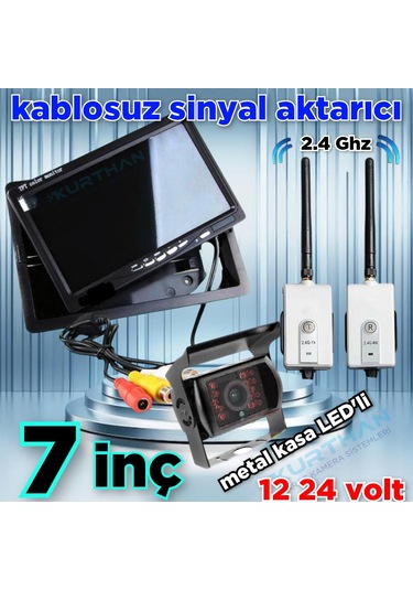 7 İnç Monitör Kablosuz Görüntü Aktarıcı Metal Kasa Kamera 12 24 V