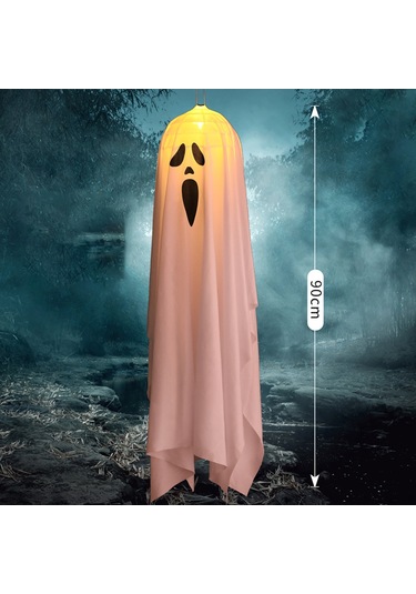 Mufunye Halloween Dekorasyon Led Işıkli Beyaz Büyük Çığlık Yüzü Perde Fantom Avize Odalar İçin Stüdyo Atmosferi Beyaz