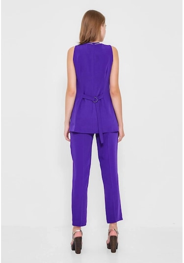 Modatalika Kadın Kolsuz Düğmeli İkili Takım Mor