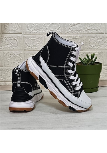 Kinetix Vıole Pu Siyah Kalın Tabanlı Hafif Rahat Spor Bot Siyah - Beyaz