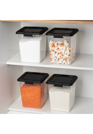 Porsima 4370 4 Lü Mega Boy Hava Geçirmez Deterjan Saklama Kabı Erzak Saklama Kabı Seti Gri 7,5lt Şefaf