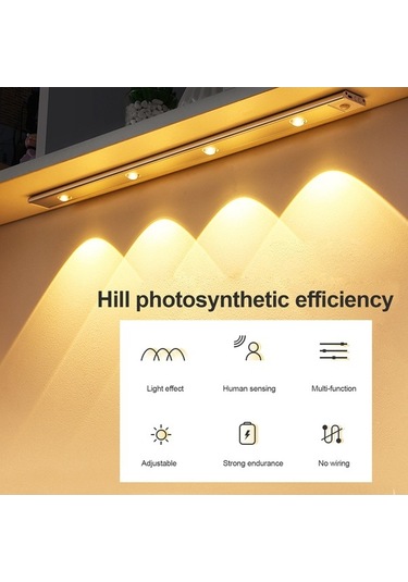 Dancemonkey Akıllı Algılamalı Şarj Edilebilir Led Dolap Lambası - 3 Renk Ayarı, 60cm, Çok Renkli Çok Renkli