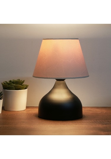 Milano Metal Gövdeli Abajur Konik Krem Dallı Desen Pvc Başlık Yatak Odası Salon Cafe Ayndınlatma Krem