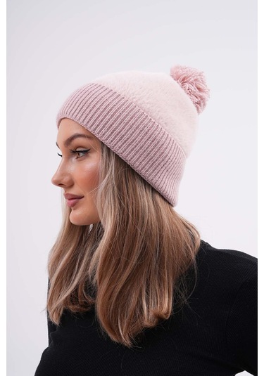 Peluş Ponponlu Bere Pudra