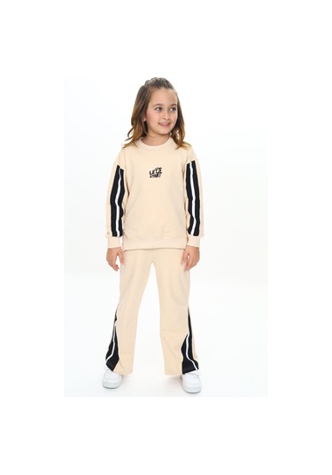 Toontoy Kız Çocuk Lets Start Nakışlı Eşofman Takım Bej