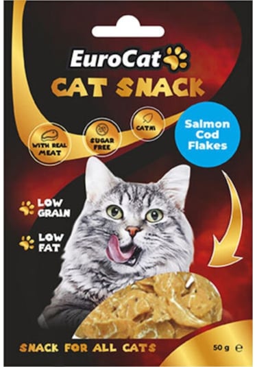 Eurocat Salmon Cod Flakes Kedi Ödül Maması 50 G