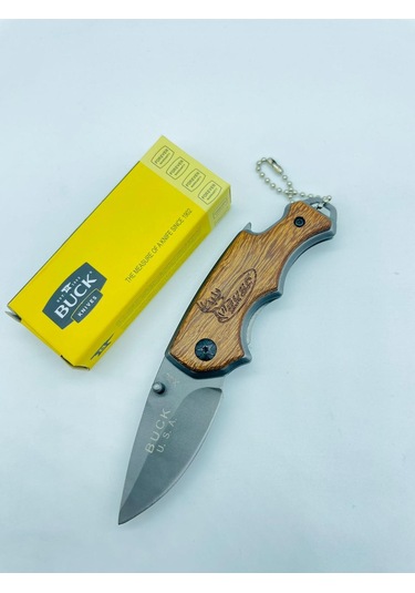 Buck Marka Ahşap Kasa Küçükboy Mini Kamp Çakı //x44-14cm Kahverengi