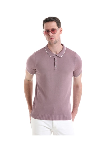 Hatemoğlu Mor Regular Fit Düz Pamuklu Polo Yaka Triko Tişört 35362023c002 021 Mor
